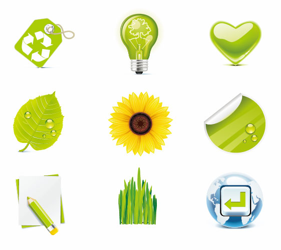 free vector Green Eco Vector Icons